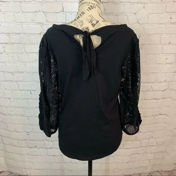 Anthropologie Nina lace sleeves Top size Small balloon sleeve 100% cotton - Picture 6 of 11